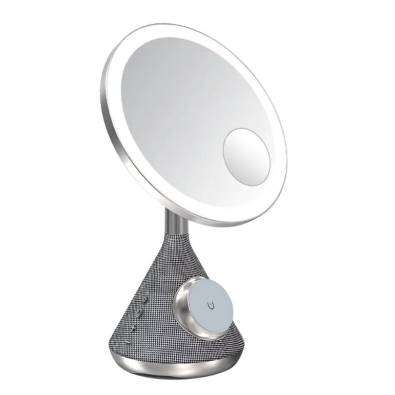 Porodo Zoomed Mirror With Speaker & Wireless Charger-Silver