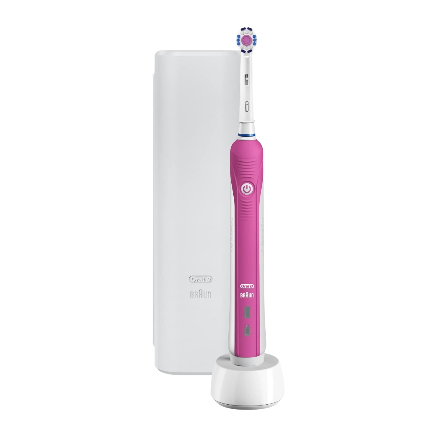 Oral-B Pro 2 2500 Rechargeable Electric Toothbrush with Travel Case-Pink