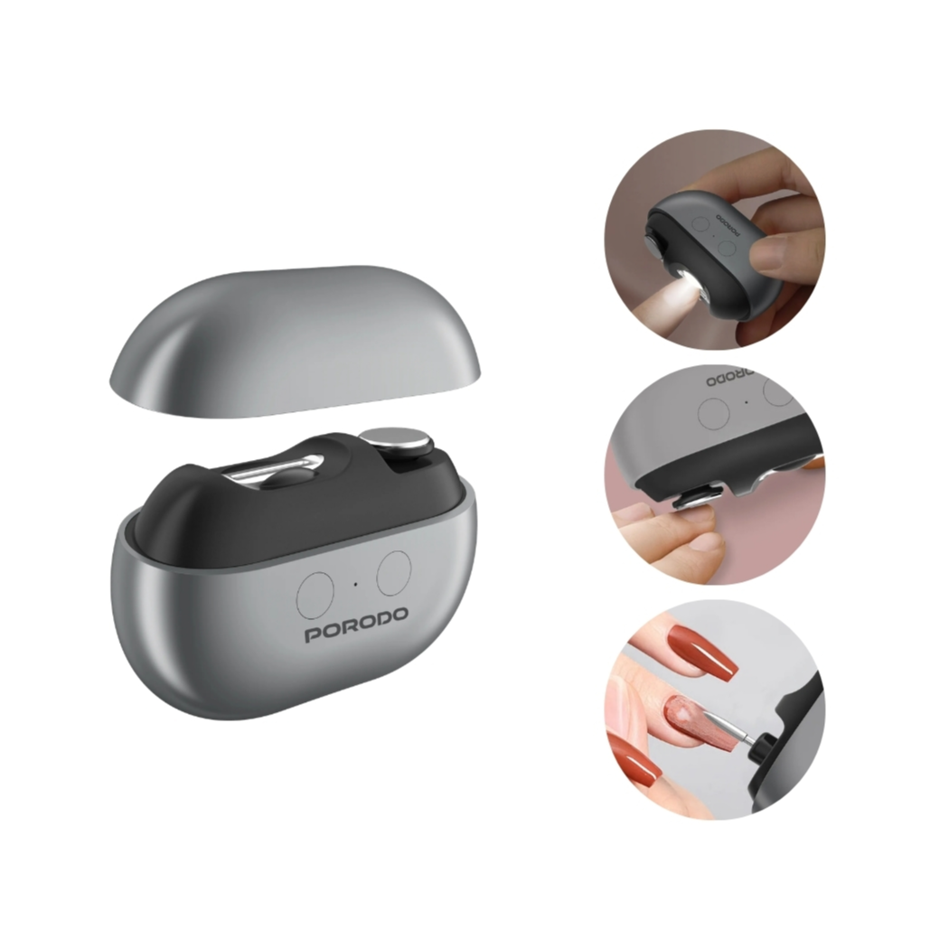 Porodo Electric Nail Clipper with LED Light & Nail Sharpener